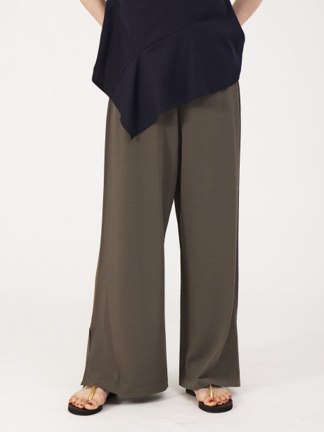 《セットアップ対応》レーヨンストレッチニットスリットパンツ