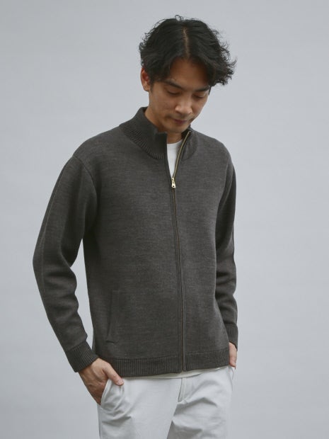 【ウールブレンド】スマートシルエット ドライバーズニット / ブルゾン