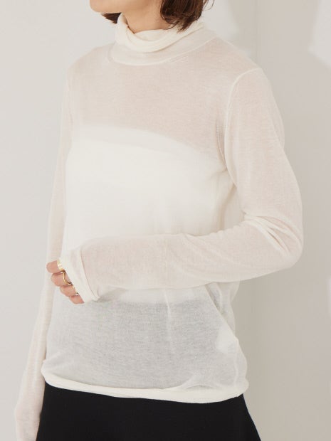 ウール混タートルネックニットプルオーバー