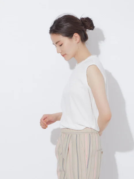 フリンジノースリーブカットソー