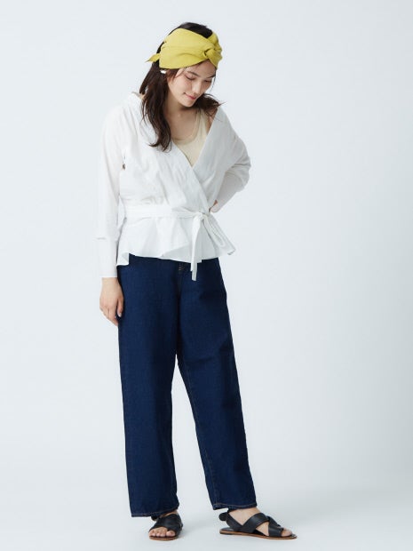 e×qualite STAFF コットンリネンワイドストレートデニム