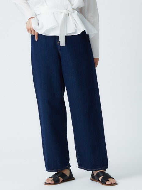 e×qualite STAFF コットンリネンワイドストレートデニム