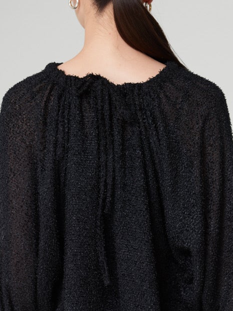 マルチネックジャガードギャザーブラウス