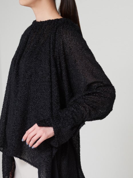 マルチネックジャガードギャザーブラウス