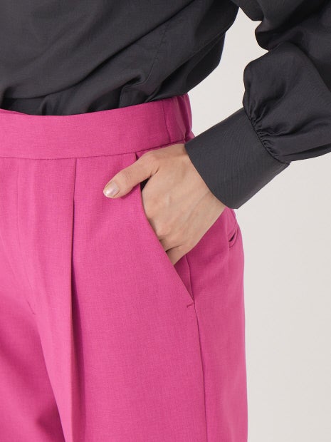 【XSサイズ展開】【セットアップ対応】ウールタッチテーパードパンツ