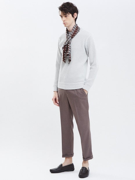 【Recency of Mine】ツイルストレッチ シャンブレー スモールチェックパンツ