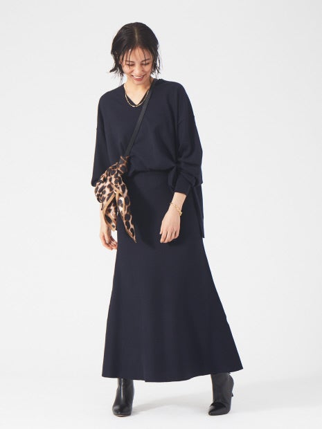 【セットアップ対応】Vネックゆったりニットプルオーバー