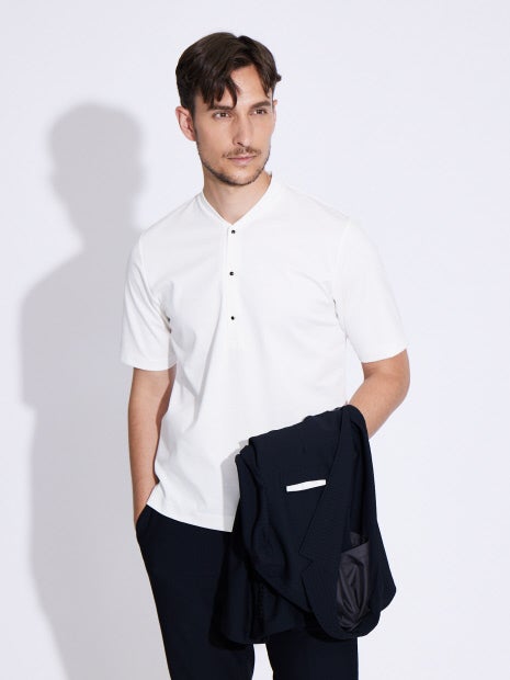 【22S/S Dress T-SHIRT】比翼ヘンリーTシャツ