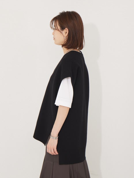 【セットアップ対応】ニットロングベスト