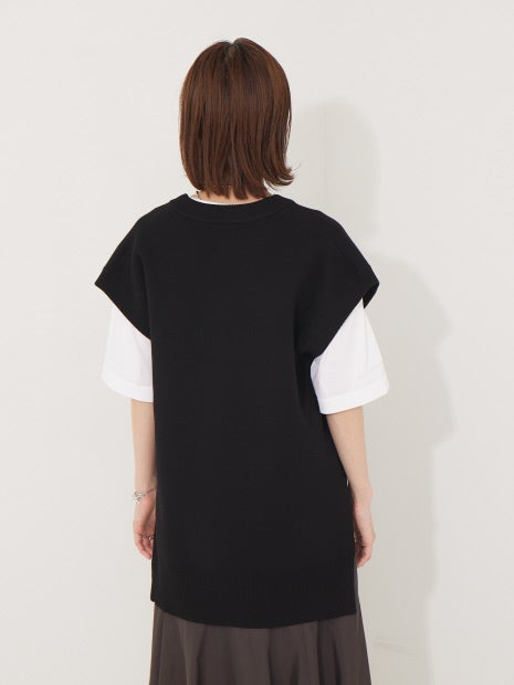 【セットアップ対応】ニットロングベスト