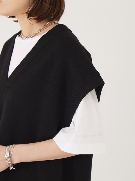 【セットアップ対応】ニットロングベスト