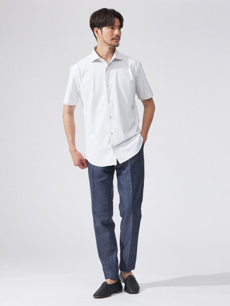 【FLEX SHIRTS】接触冷感 ペンストライプ 半袖シャツ