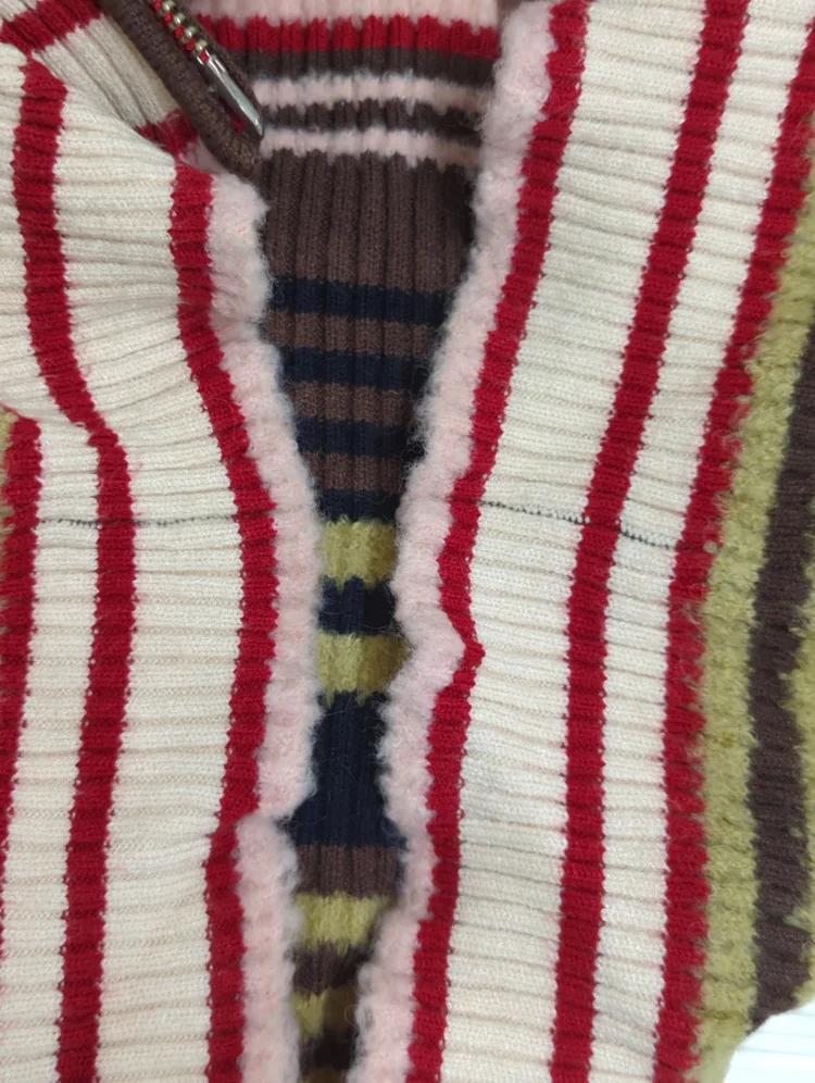STRIPE ZIP UP KNIT SHIRT
