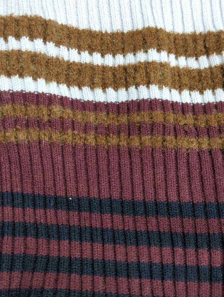 STRIPE ZIP UP KNIT SHIRT