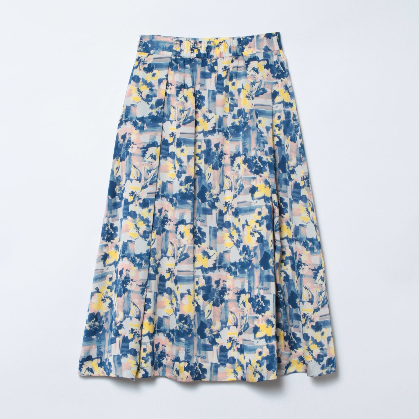 チェックフラワープリント ギャザースカート