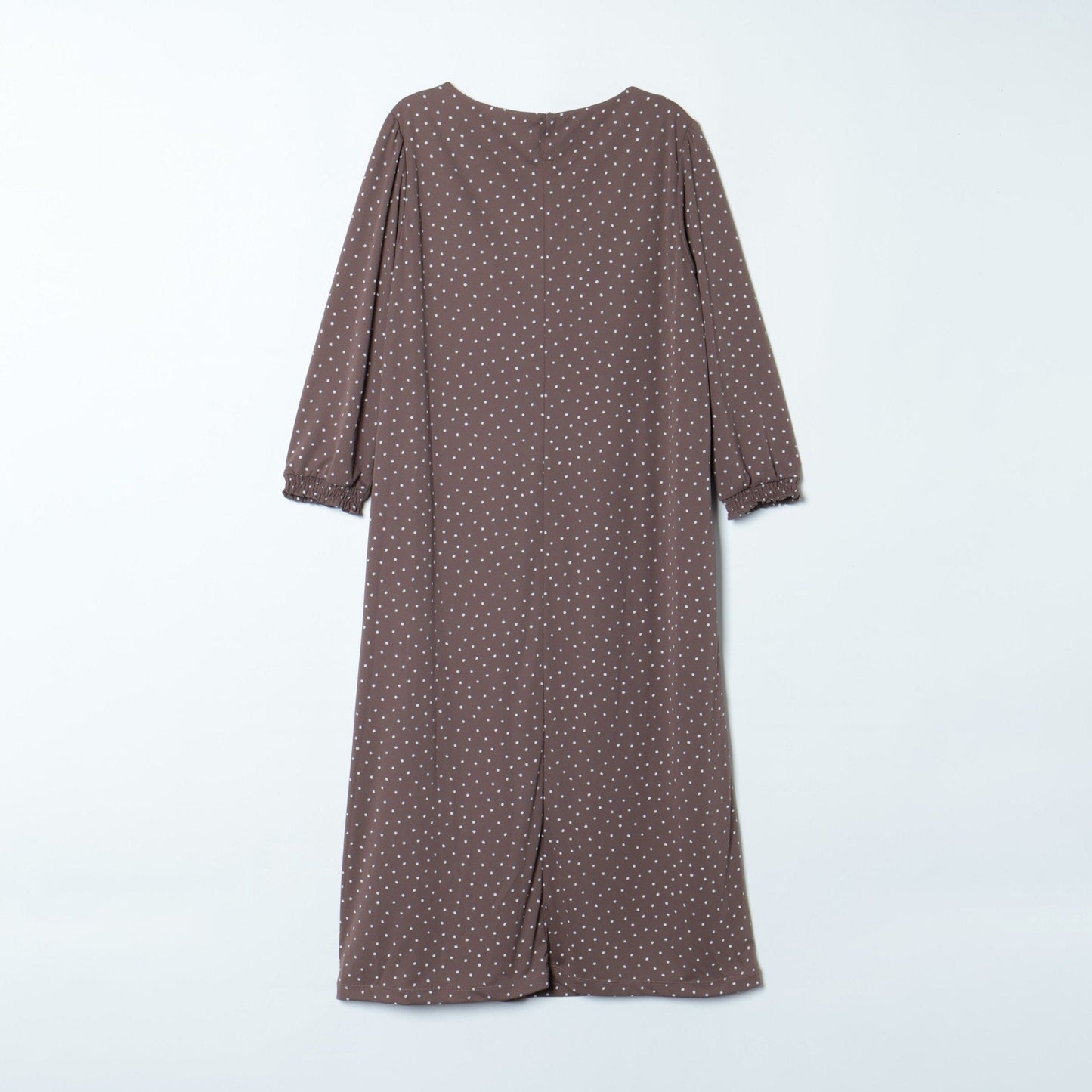 強撚スムース スノードットプリント 7分袖Vネックワンピース