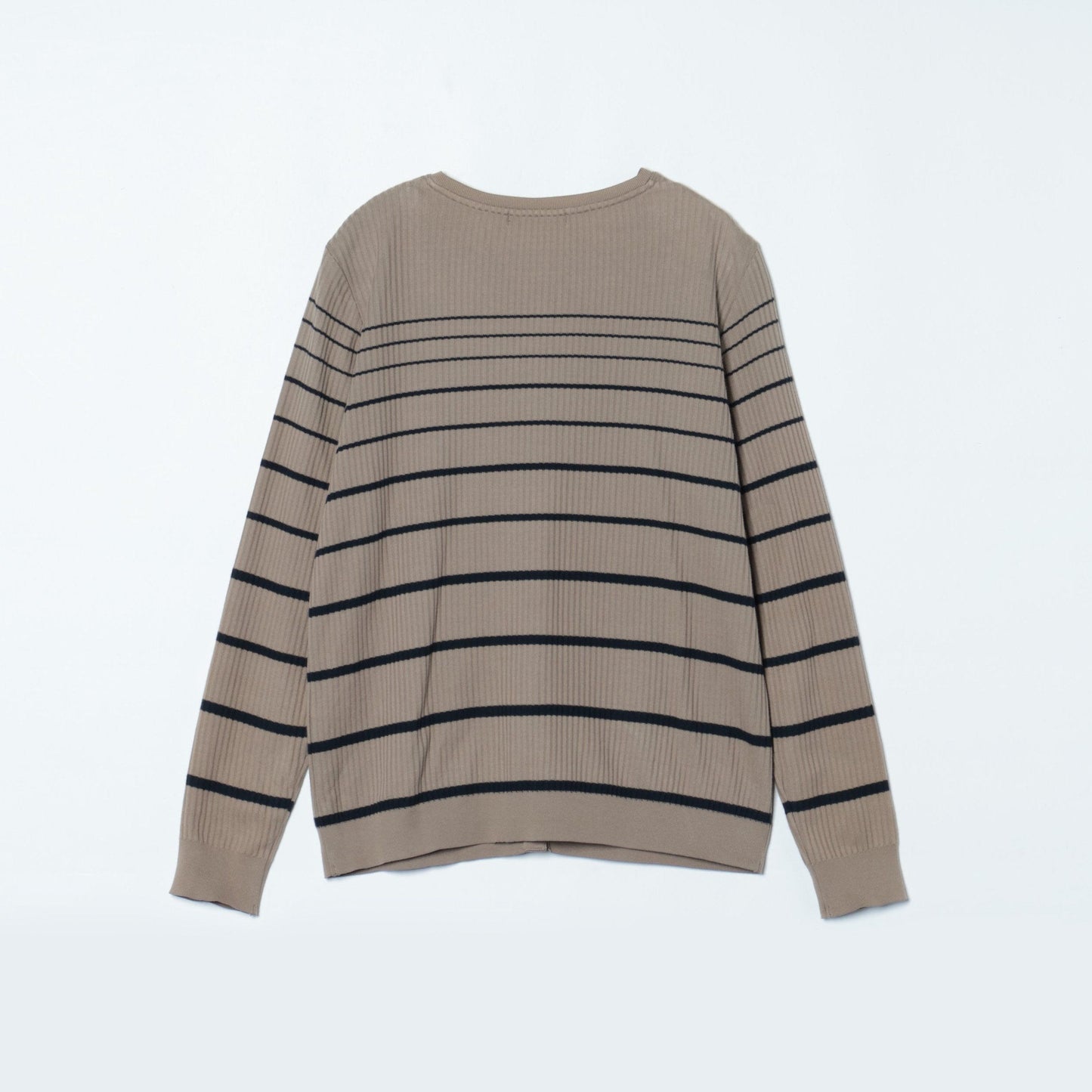 リブ風グラデーションボーダー クルーネックカーディガン
