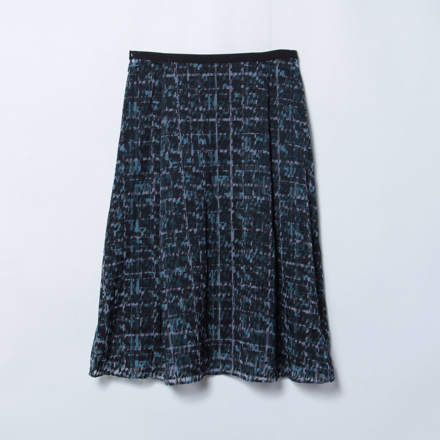 ジオメトリックオパールサテン タックフレアスカート