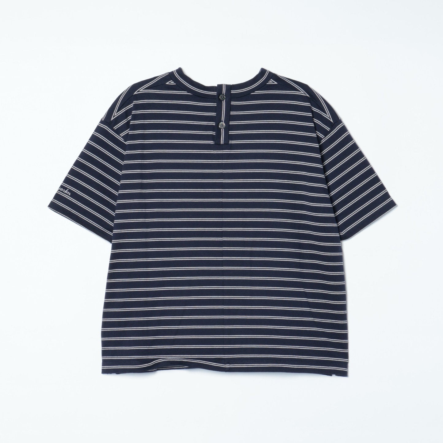 【L】スビンギザ天竺 オリジナルボーダー5分袖カットソー