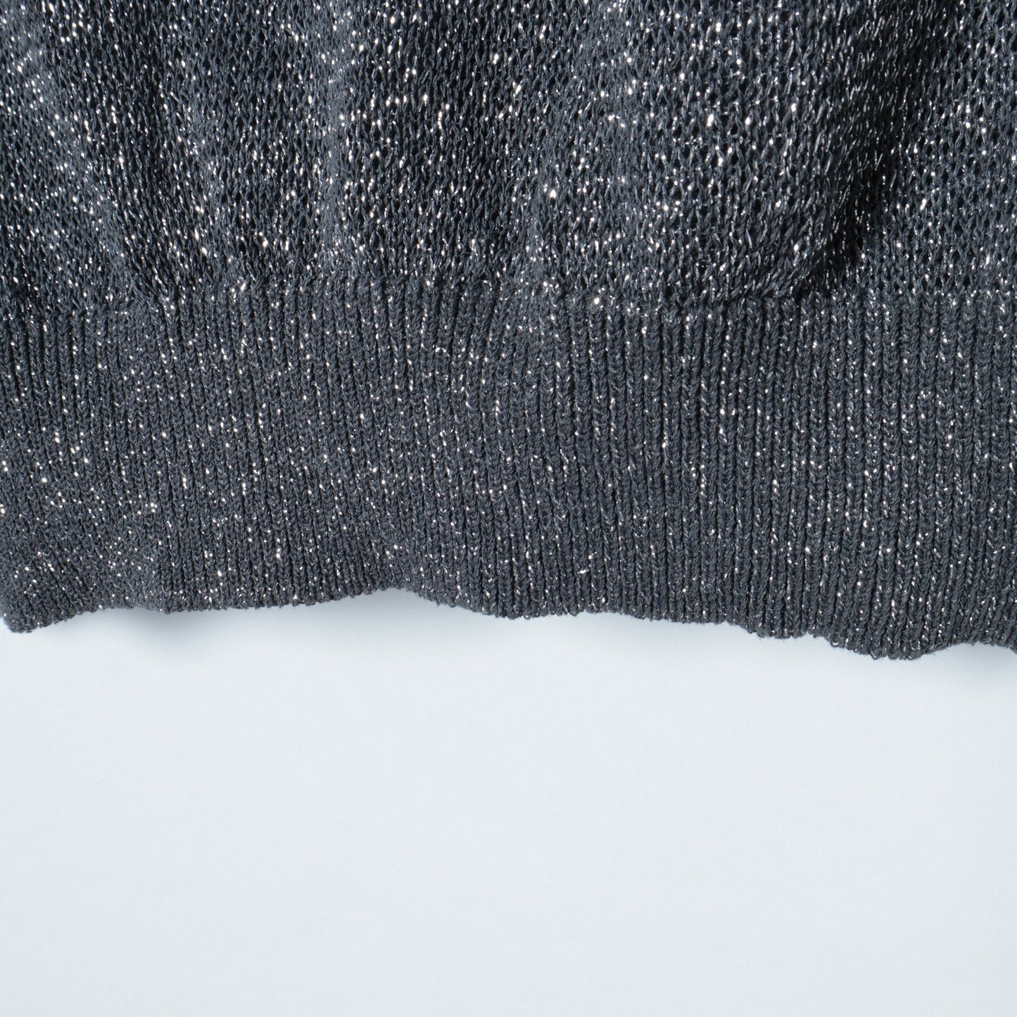 〈手洗い可能〉ラメ混 ペーパー 編地 コンビ プルオーバー