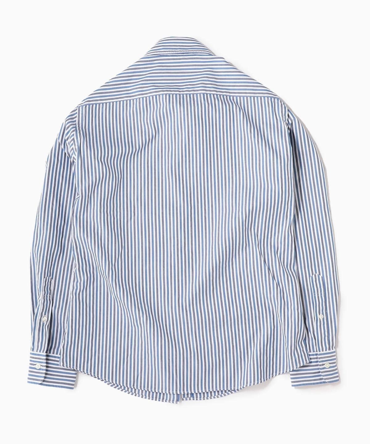 SHIPS: ヘリンボーン ストライプ セミワイドカラーシャツ