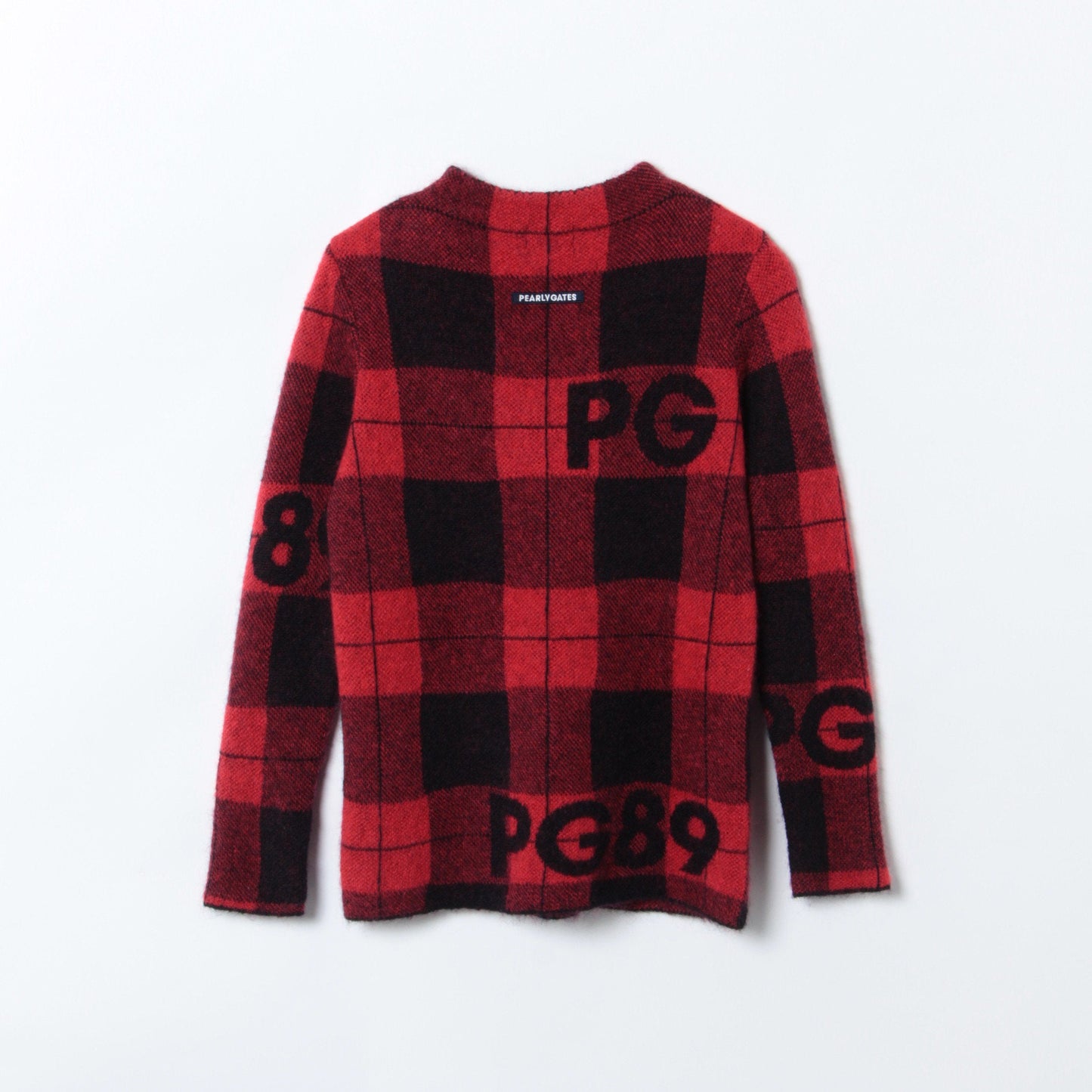 モヘア モックネックニット プルオーバー <ゼブラ/チェック柄>