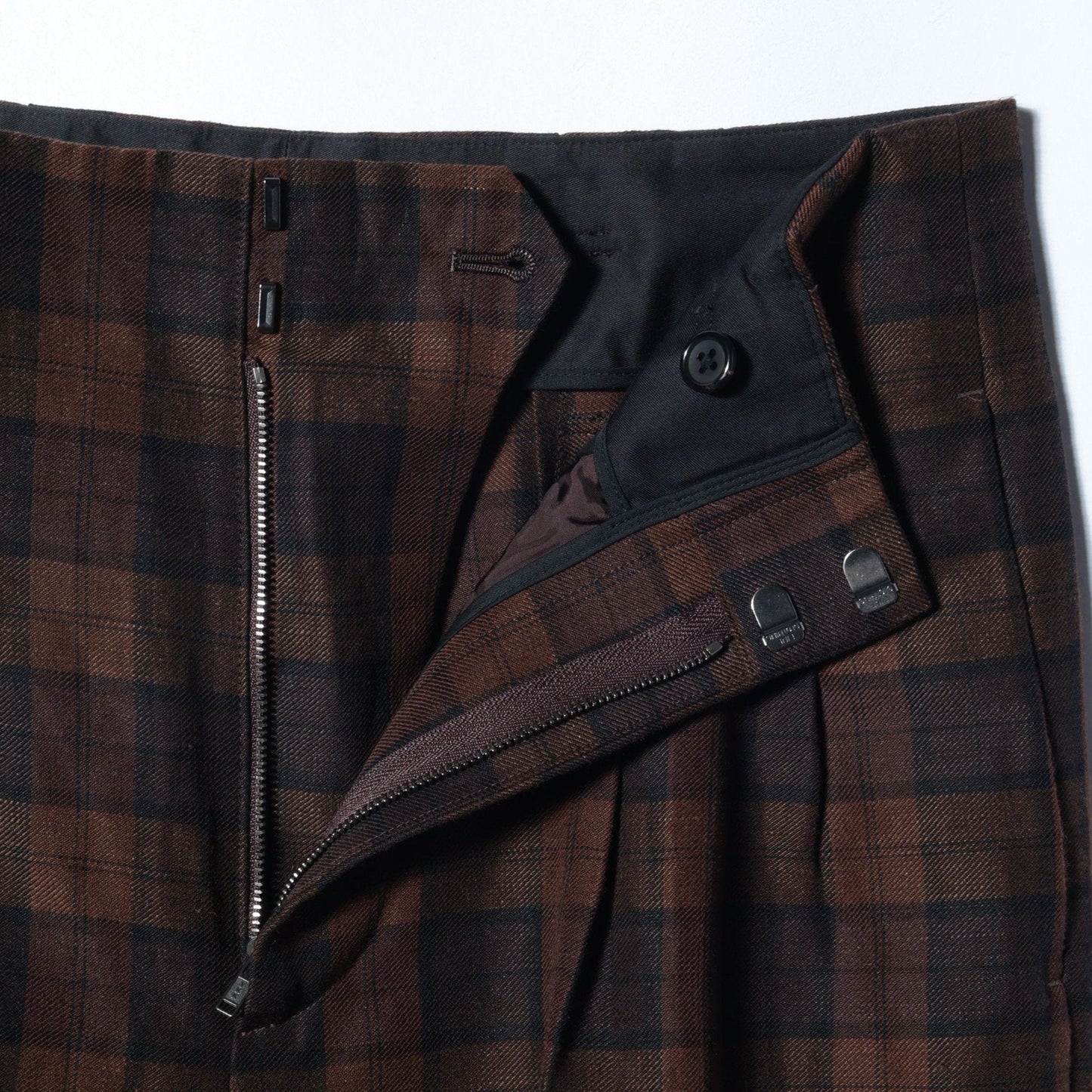 CHECK WOOL LINEN BLEND TROUSERS