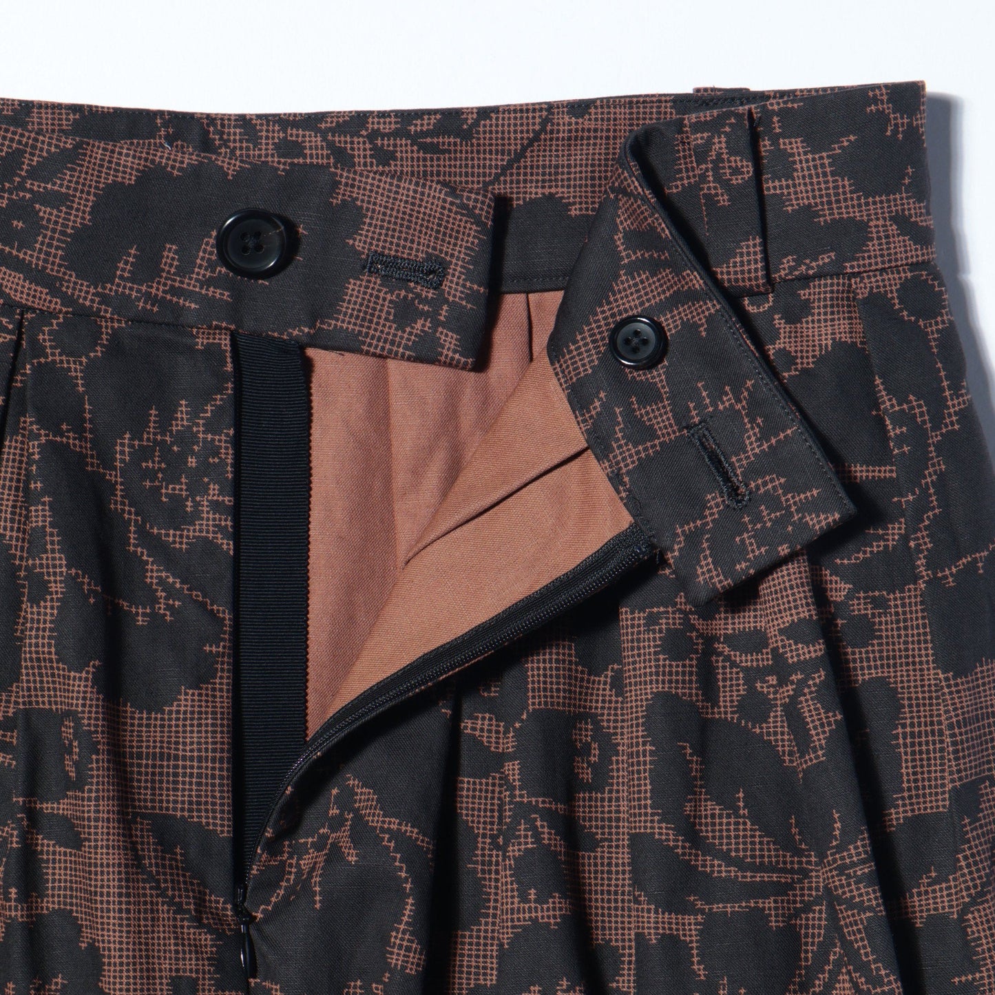 DAMASK COTTON LINEN TWILL SKIRT