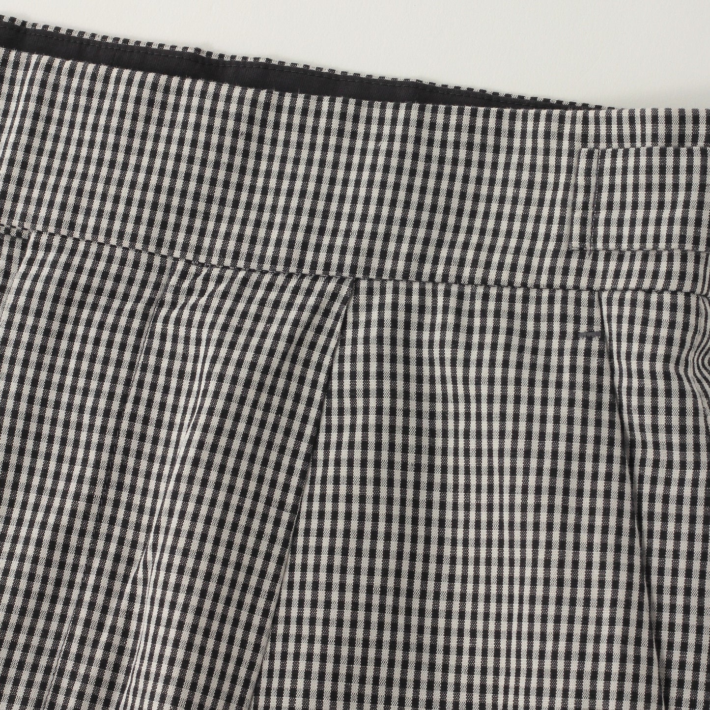 COTTON LINEN GINGHAM TROUSERS