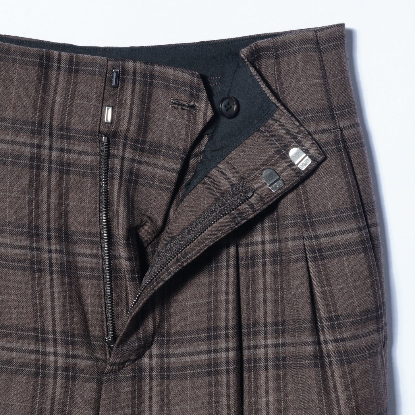 TONAL CHECK WOOL TROUSERS