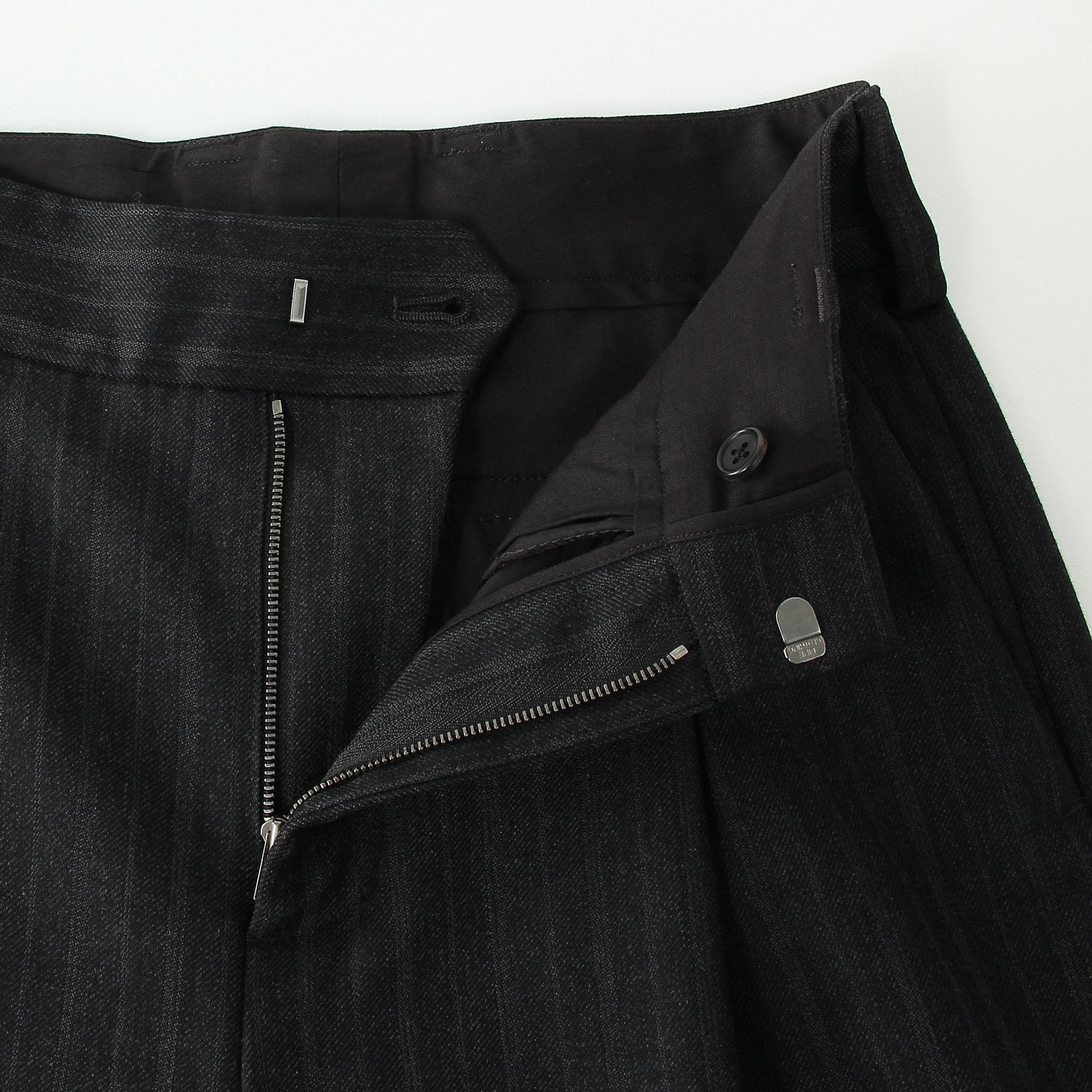 MORNING STRIPE WOOL TWILL TROUSERS