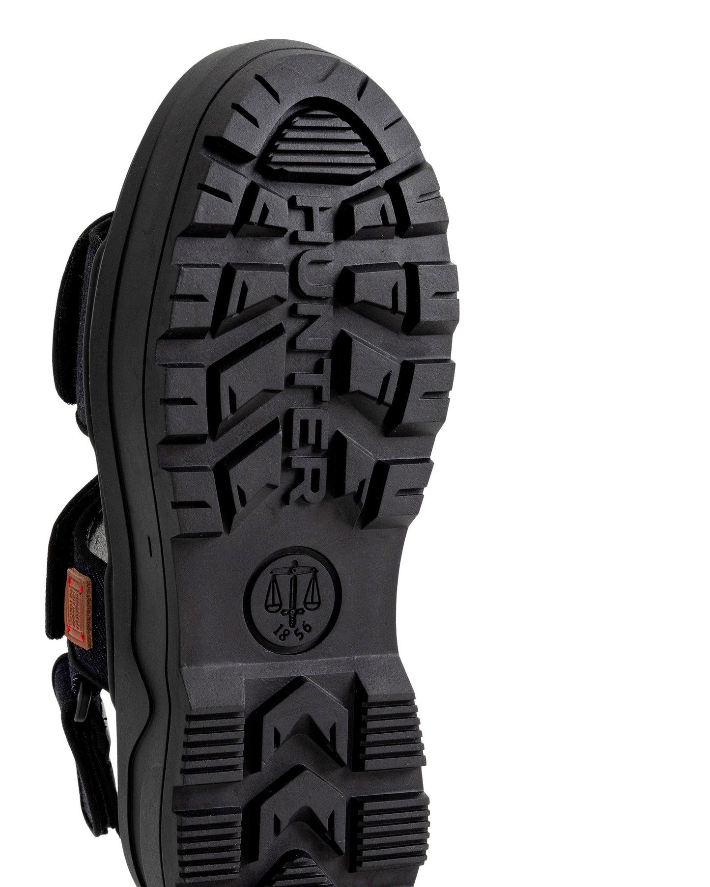 ユニセックス デニム シティ リベル ヒール ストラップ サンダル