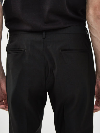 【セットアップ対応】スーパーブラックスリムテーパードパンツ