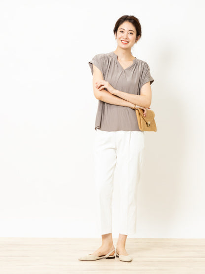 割繊ギャザーブラウス