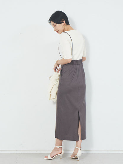 ストレッチリネンサスペンダースカート
