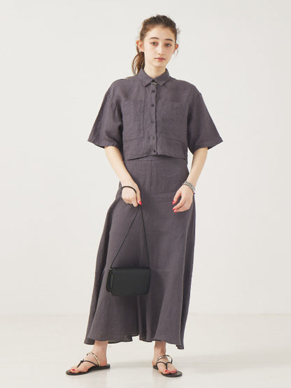 【セットアップ対応】麻製品染ショートシャツ