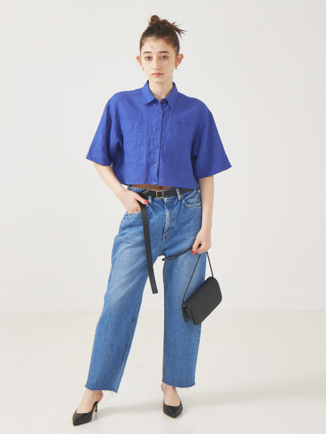 【セットアップ対応】麻製品染ショートシャツ