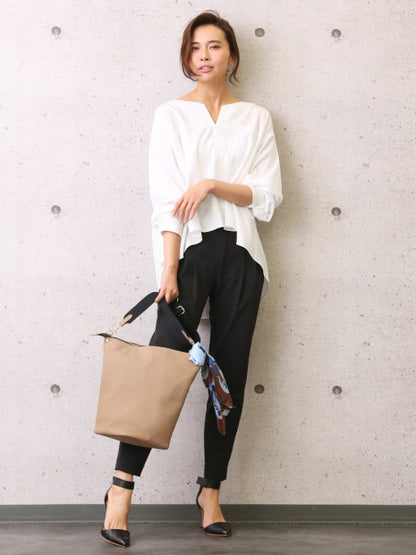 2WAYストレッチタックパンツ【off white/black】【GOOD LUCK PANTS】