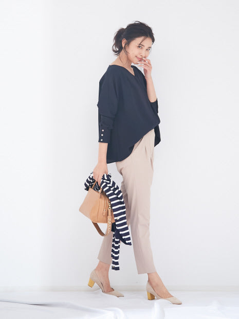【size32-40】2WAYストレッチタックパンツ