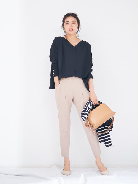 【size32-40】2WAYストレッチタックパンツ