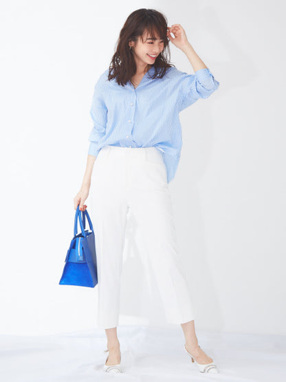 【size32-40】[8.5分丈]2WAYストレッチタックパンツ