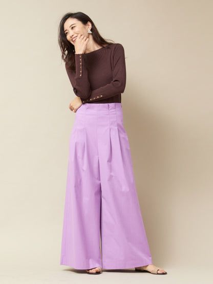 ストレッチレーヨンボートネックニット