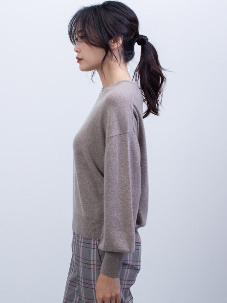 カシミヤクルーネックニットプルオーバー