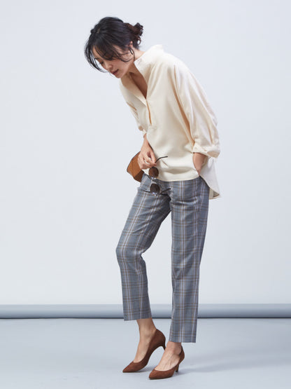 【秋トレンド】ヘリボンチェックシガレットパンツ