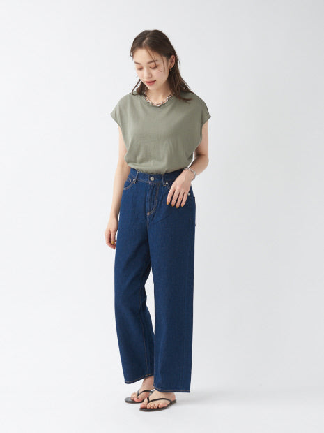 e×qualite STAFF コットンリネンワイドストレートデニム