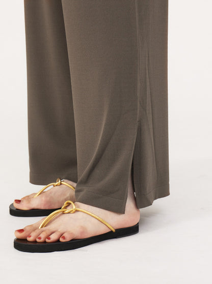 《セットアップ対応》レーヨンストレッチニットスリットパンツ