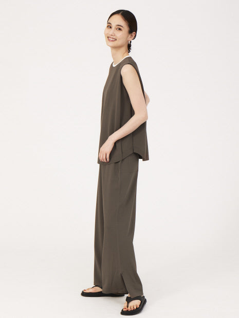 《セットアップ対応》レーヨンストレッチニットスリットパンツ