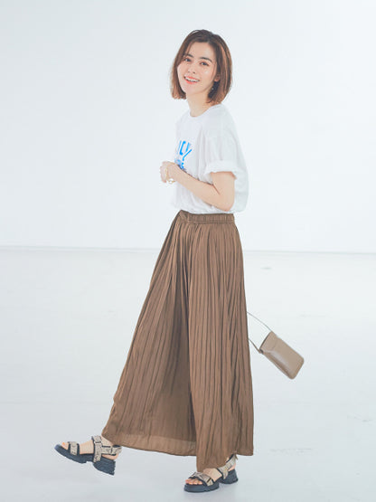 ecru プリーツワイドパンツ