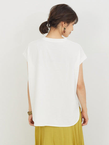 フレンチオーバー刺繍Tシャツ