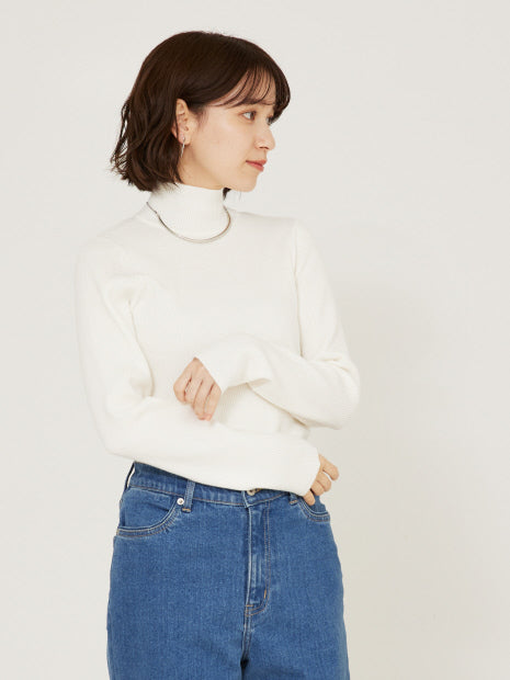 ストレッチリブハイネックプルオーバー